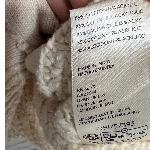 Free People Cable Cardi Knit Cardigan Sweater Ivory Size Small - Picture 9 of 11